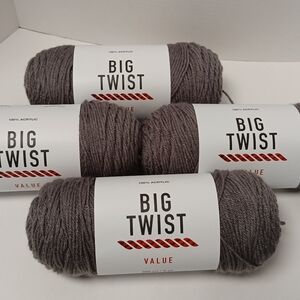 Big Twist Value Medium Gray 4 Skein Yarn Bundle NEW